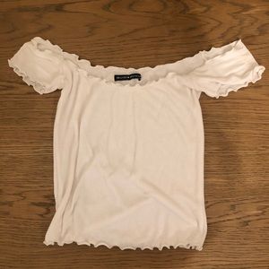 Brandy Melville White Across the Shoulder Top